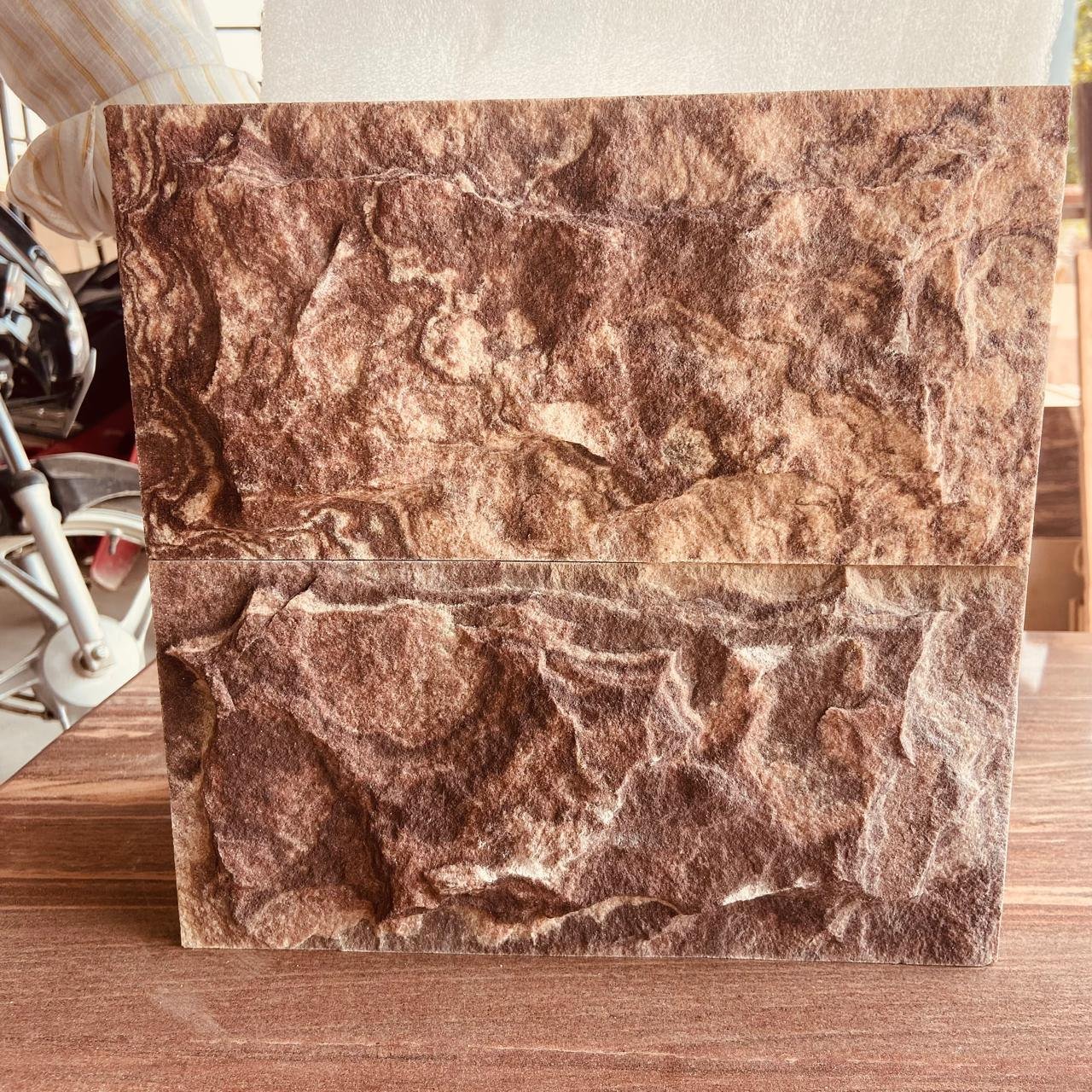 Close texture of natural sandstone wall cladding