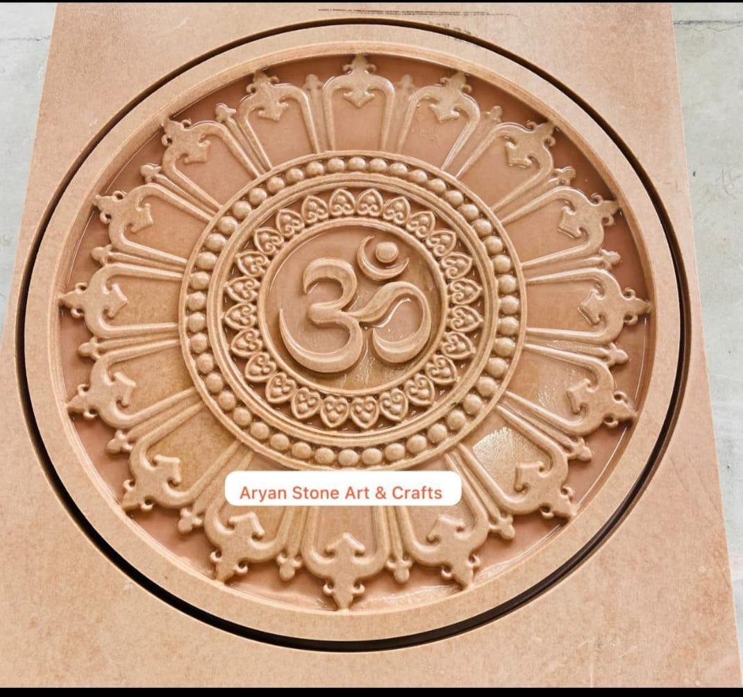 CNC carved sandstone mandala panel by Aryan Stone Art & Crafts